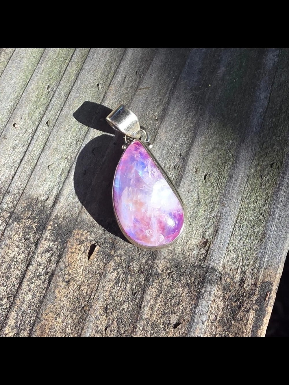 Teardrop Pink Moonstone Pendant